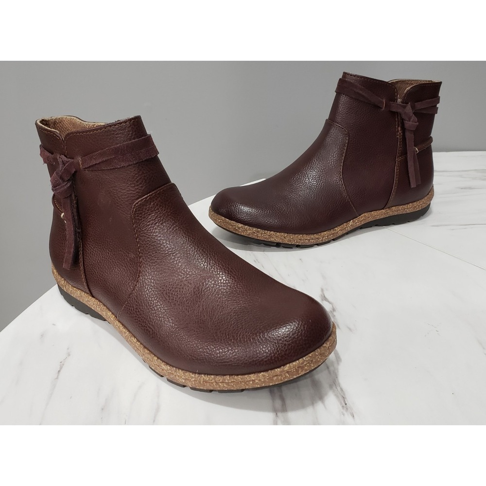 NEW NO BOX SZ 8 BOC Leonna Women's Brown Leather Ankle Boots Wedge Chunky y2k